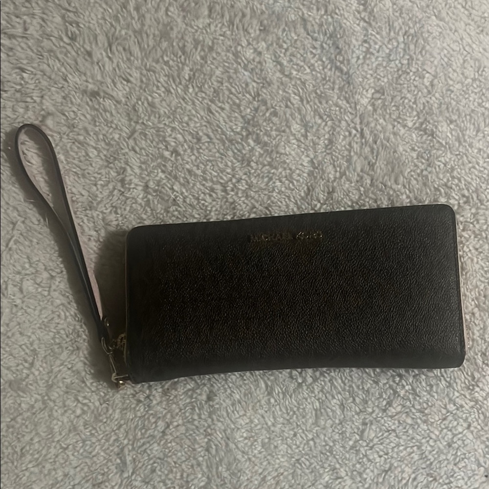 Michael Kors Espresso and Gold Zip Wallet